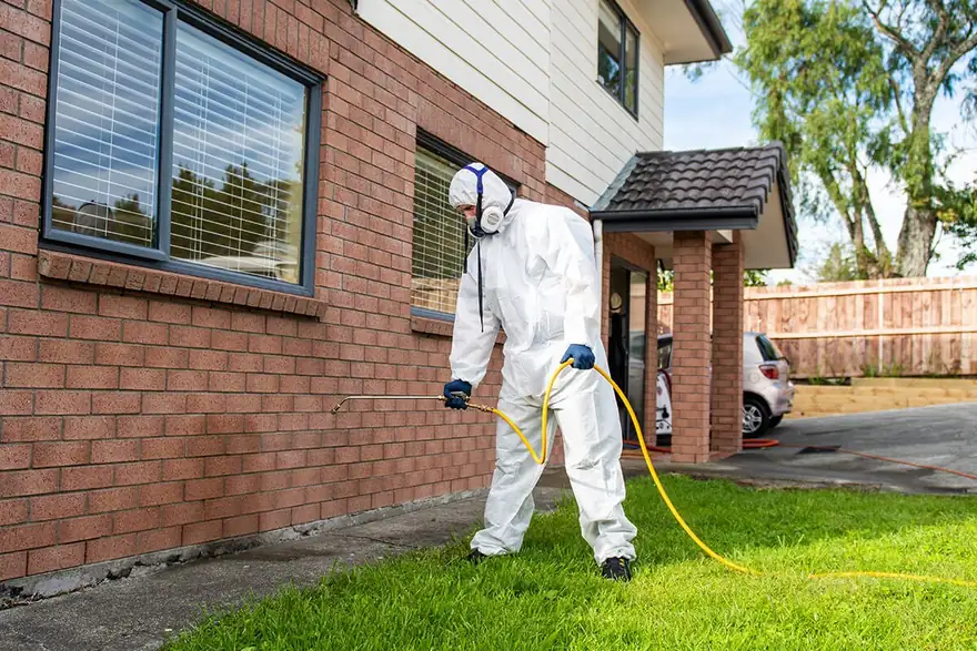 Crystal Creek technician applying an exterior perimeter treatment